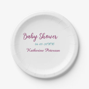 Blaue gelbe Babyparty Name Datum Tier Ohr süß  Pappteller