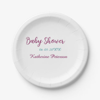 Blaue gelbe Babyparty Name Datum Tier Ohr süß  Pappteller