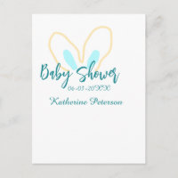 Blaue gelbe Babyparty Name Datum Tier Ohr süß 