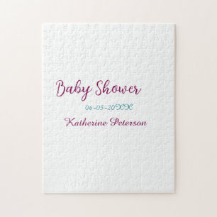 Blaue gelbe Babyparty Name Datum Tier Ohr süß Puzzle