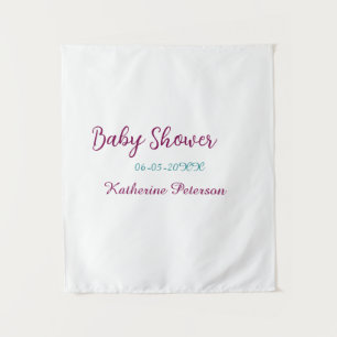 Blaue gelbe Babyparty Name Datum Tier Ohr süß  Wandteppich