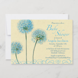 Blaue gelbe Blumen Baby Shower Einladung