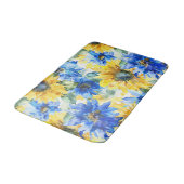 Blaue Gelbe Blumen Badematte (Schrägansicht)