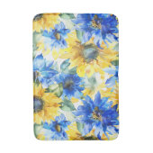 Blaue Gelbe Blumen Badematte (Vorderseite Vertikal)