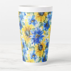 Blaue Gelbe Blumen Brautparty Milchtasse