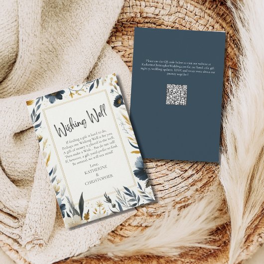 Blaue gelbe Blumen Elegantes Hochzeitssorgieren Begleitkarte