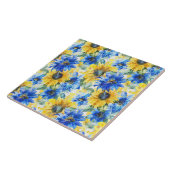 Blaue gelbe Blumen Fliese (Seite)