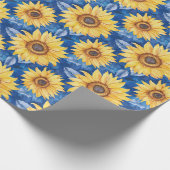 Blaue Gelbe Blumen Geburtstag Geschenkpapier (Ecke)