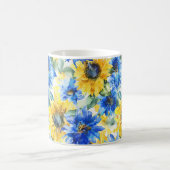 Blaue Gelbe Blumen Kaffeetasse (Mittel)
