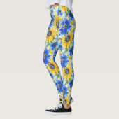 Blaue gelbe Blumen Leggings (Links)