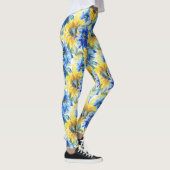 Blaue gelbe Blumen Leggings (Rechts)