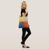 Blaue Gelbe Creme Tasche (Am Model)