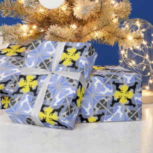 Blaue gelbe Doggen Geschenkpapier