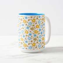 Blaue gelbe elegante Farmhouse-Blumenmuster