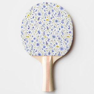 Blaue Gelbe Grüne Aquarell-Wildblumen-Muster Tischtennis Schläger