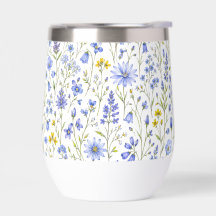 Blaue Gelbe Grüne Aquarell-Wildblumenmuster