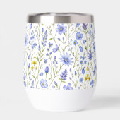 Blaue Gelbe Grüne Aquarell-Wildblumenmuster (Rückseite)