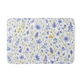 Blaue Gelbe Grüne Aquarell-Wildblumenmuster Badematte