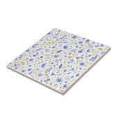 Blaue Gelbe Grüne Aquarell-Wildblumenmuster Fliese (Seite)