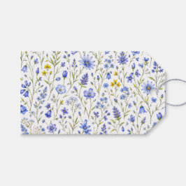 Blaue Gelbe Grüne Aquarell-Wildblumenmuster Geschenkanhänger