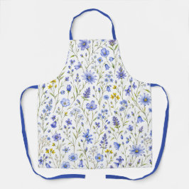 Blaue Gelbe Grüne Aquarell-Wildblumenmuster Schürze