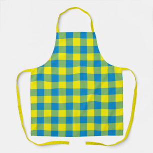 Blaue Gelbe Grüne Karierte Gingham-Muster Schürze