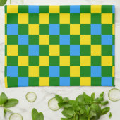 Blaue Gelbe Grüne Karomuster-Design Geschirrtuch (Gefaltet)