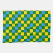 Blaue Gelbe Grüne Karomuster-Design Geschirrtuch (Horizontal)