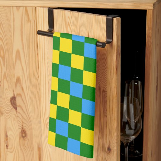 Blaue Gelbe Grüne Karomuster-Design Geschirrtuch (Drittel gefaltet)