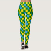 Blaue Gelbe Grüne Karomuster-Design Leggings (Rückseite)