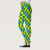 Blaue Gelbe Grüne Karomuster-Design Leggings (Links)