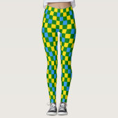 Blaue Gelbe Grüne Karomuster-Design Leggings (Vorderseite)