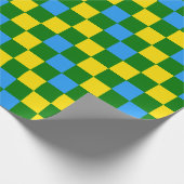 Blaue Gelbe Grüne Karomuster Gestaltung Geschenkpapier (Ecke)