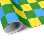 Blaue Gelbe Grüne Karomuster Gestaltung Geschenkpapier (Rolleneckpunkt)