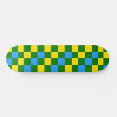 Blaue Gelbe Grüne Karomuster Gestaltung  Skateboard (Horizontal)