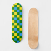 Blaue Gelbe Grüne Karomuster Gestaltung  Skateboard (Vorderseite)