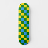 Blaue Gelbe Grüne Karomuster Gestaltung  Skateboard (Vorderseite)