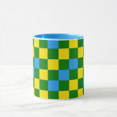 Blaue Gelbe Grüne Karomuster Gestaltung  Tasse (Zentrum)
