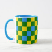 Blaue Gelbe Grüne Karomuster Gestaltung  Tasse (Links)