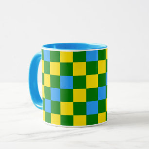 Blaue Gelbe Grüne Karomuster Gestaltung Tasse