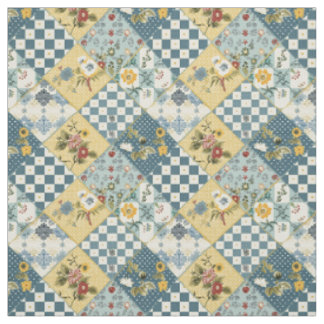 Blaue gelbe grüne Patchworkdecke im Vintage-Stil Stoff