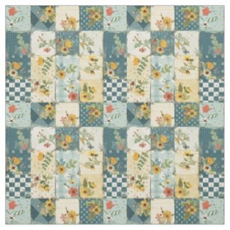 Blaue gelbe grüne Patchworkdecke im Vintage-Stil Stoff