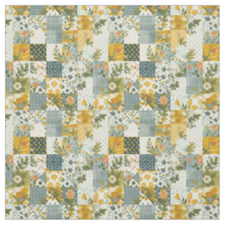Blaue gelbe grüne Patchworkdecke im Vintage-Stil Stoff