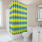 Blaue Gelbe Harlekin Karo-Design Duschvorhang (Beispiel)