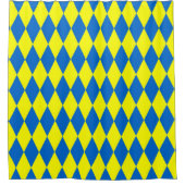 Blaue Gelbe Harlekin Karo-Design Duschvorhang (Vorderseite)