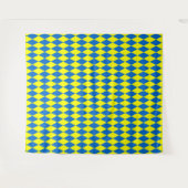 Blaue Gelbe Harlekin Karo-Design Wandteppich (Vorderseite (Horizontal))