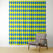 Blaue Gelbe Harlekin Karo-Design Wandteppich (Beispiel)