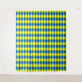Blaue Gelbe Harlekin Karo-Design Wandteppich (Vorderseite)