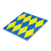 Blaue Gelbe Harlekin Karomuster Design  Fliese (Seite)