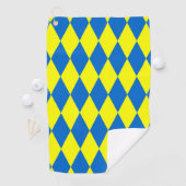 Blaue Gelbe Harlekin Karomuster Design Golfhandtuch (Insitu)